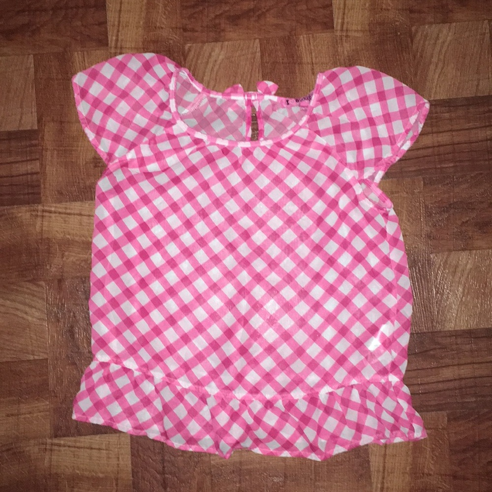 Pink and white checkered blouse